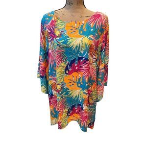Ashley Stewart Women's Size 18 Floral Tunic Blouse Multicolor